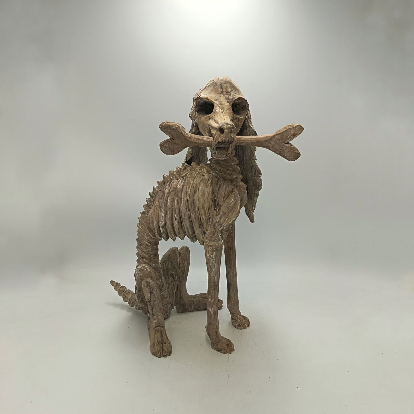 Beutiful Oaxacan Wood Carving Skeleton Dog, By Alejandrino Fuentes PP9114