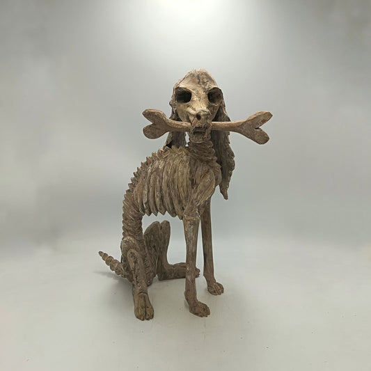 Beutiful Oaxacan Wood Carving Skeleton Dog, By Alejandrino Fuentes PP9114