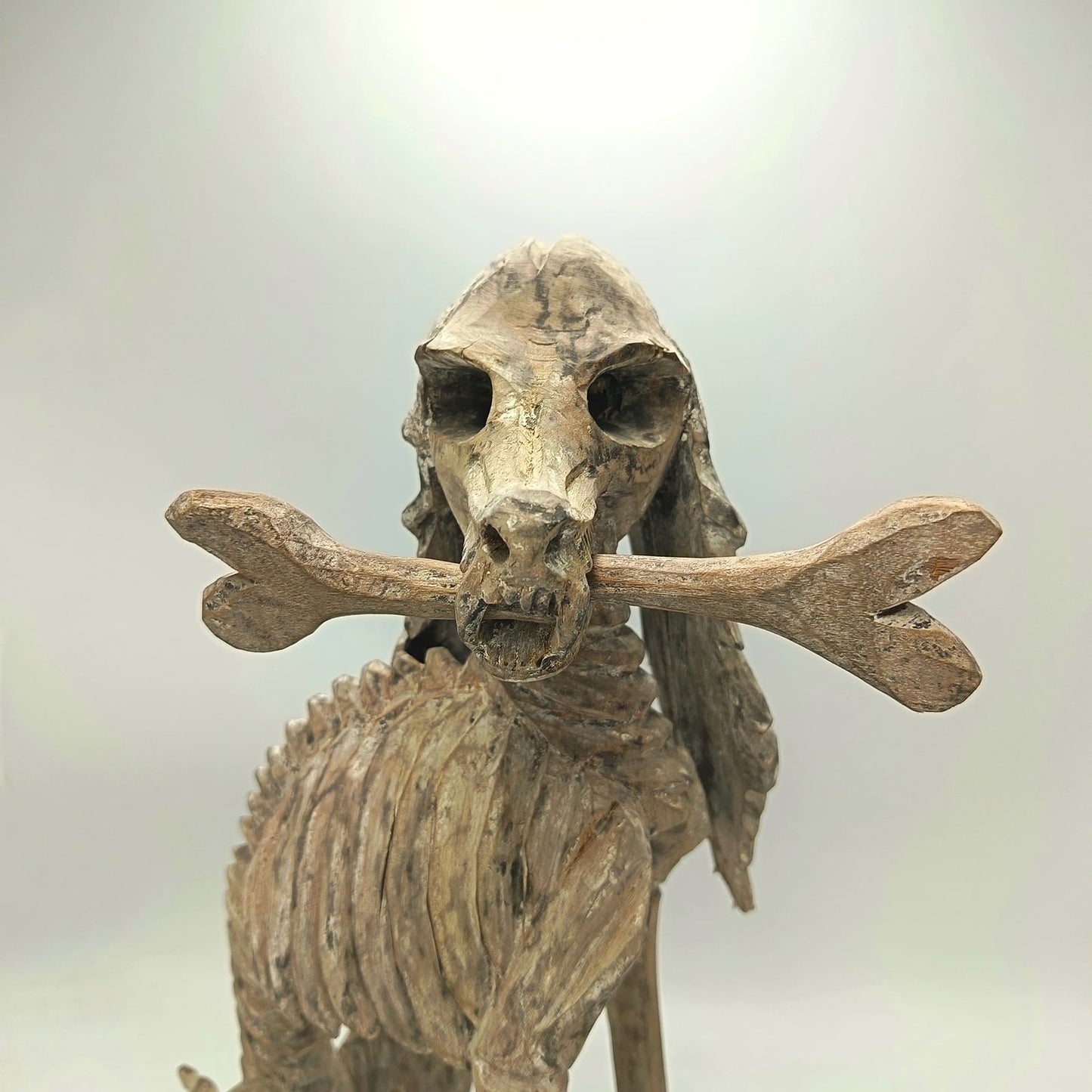 Beutiful Oaxacan Wood Carving Skeleton Dog, By Alejandrino Fuentes PP9114