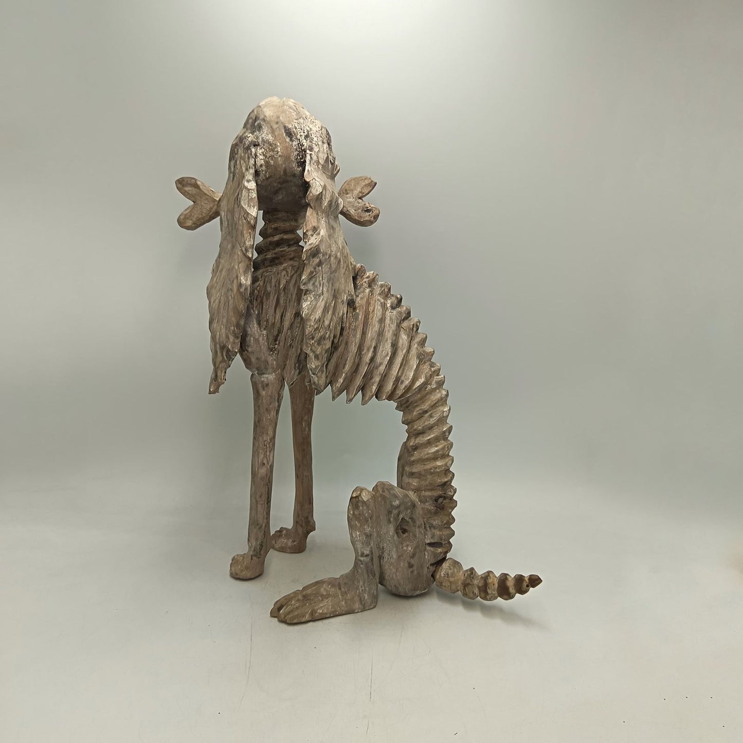 Beutiful Oaxacan Wood Carving Skeleton Dog, By Alejandrino Fuentes PP9114