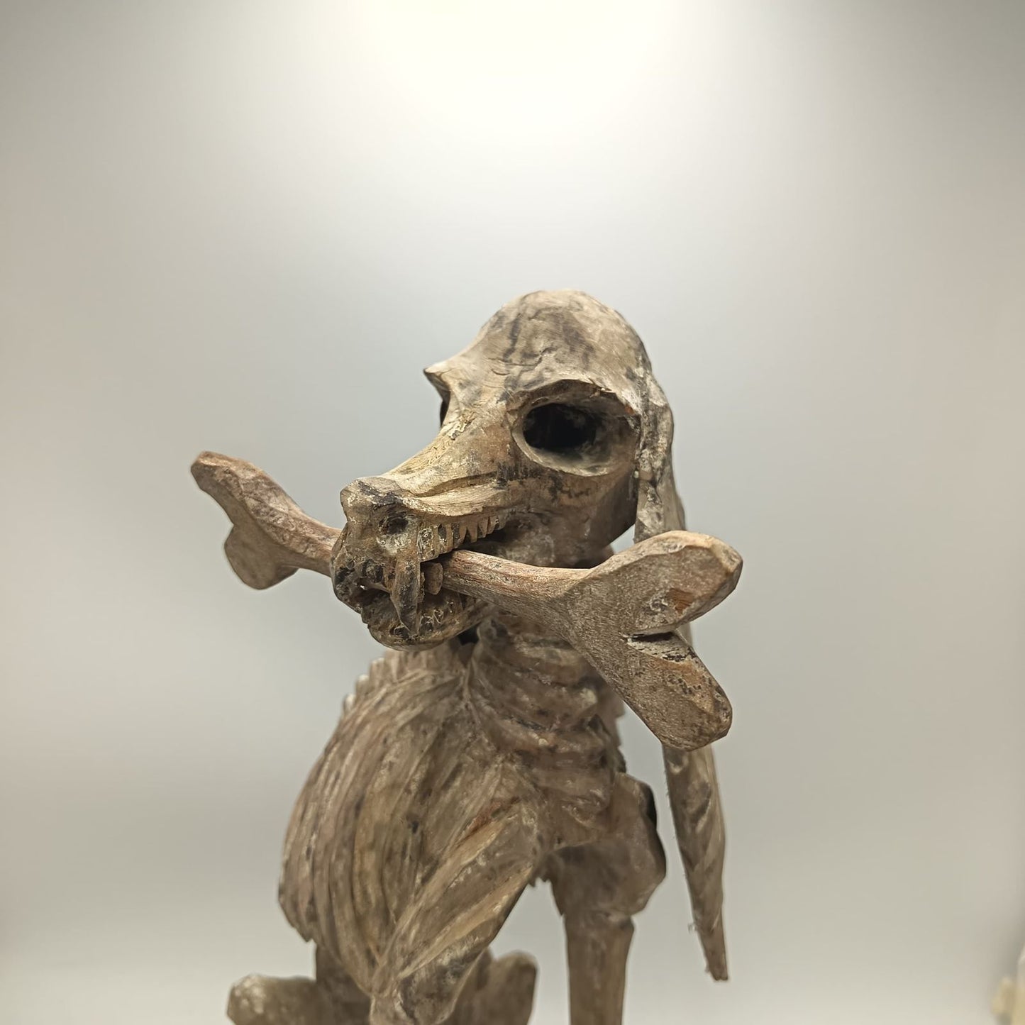 Beutiful Oaxacan Wood Carving Skeleton Dog, By Alejandrino Fuentes PP9114