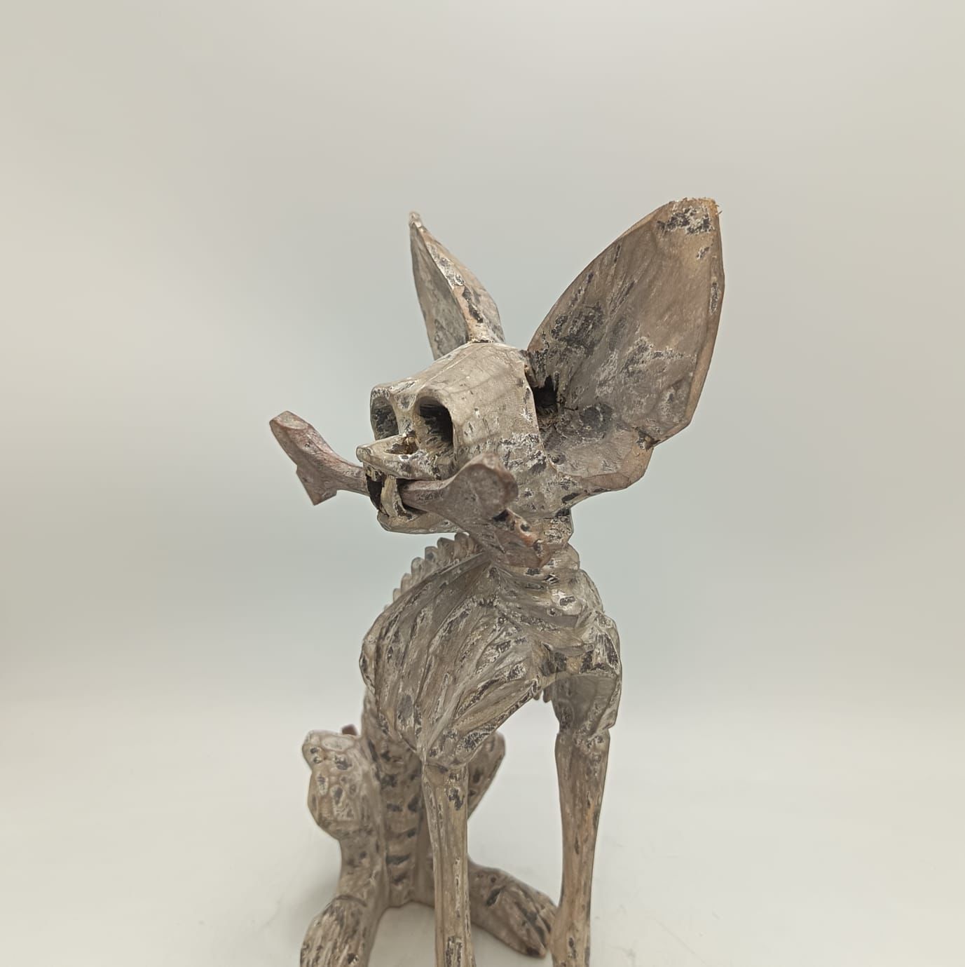 Beutiful Oaxacan Wood Carving Skeleton Dog, By Alejandrino Fuentes PP9115