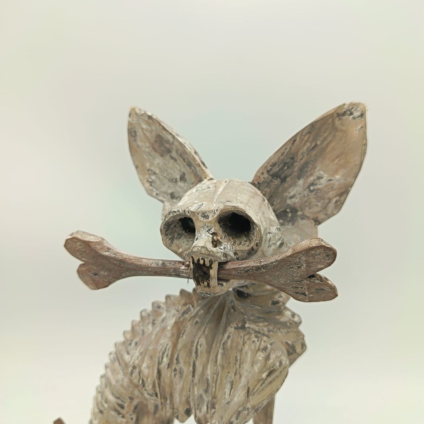 Beutiful Oaxacan Wood Carving Skeleton Dog, By Alejandrino Fuentes PP9115