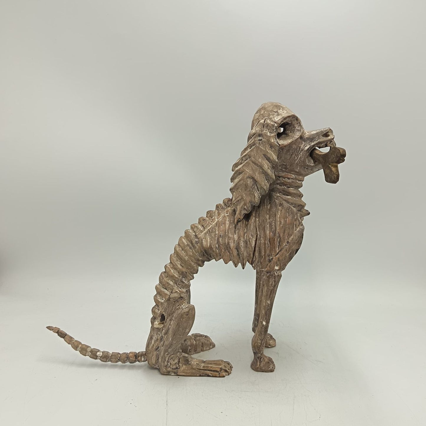Beutiful Oaxacan Wood Carving Skeleton Dog, By Alejandrino Fuentes PP9116