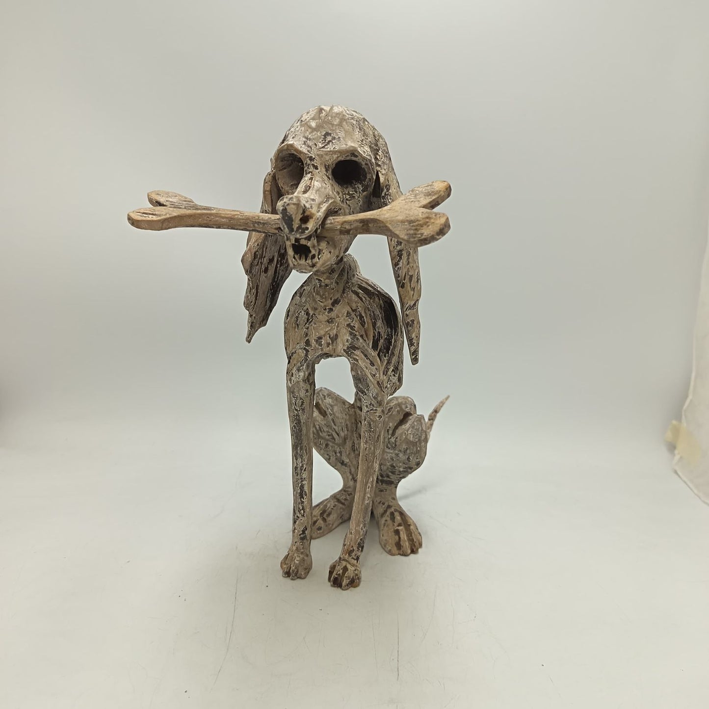 Beutiful Oaxacan Wood Carving Skeleton Dog, By Alejandrino Fuentes PP9117