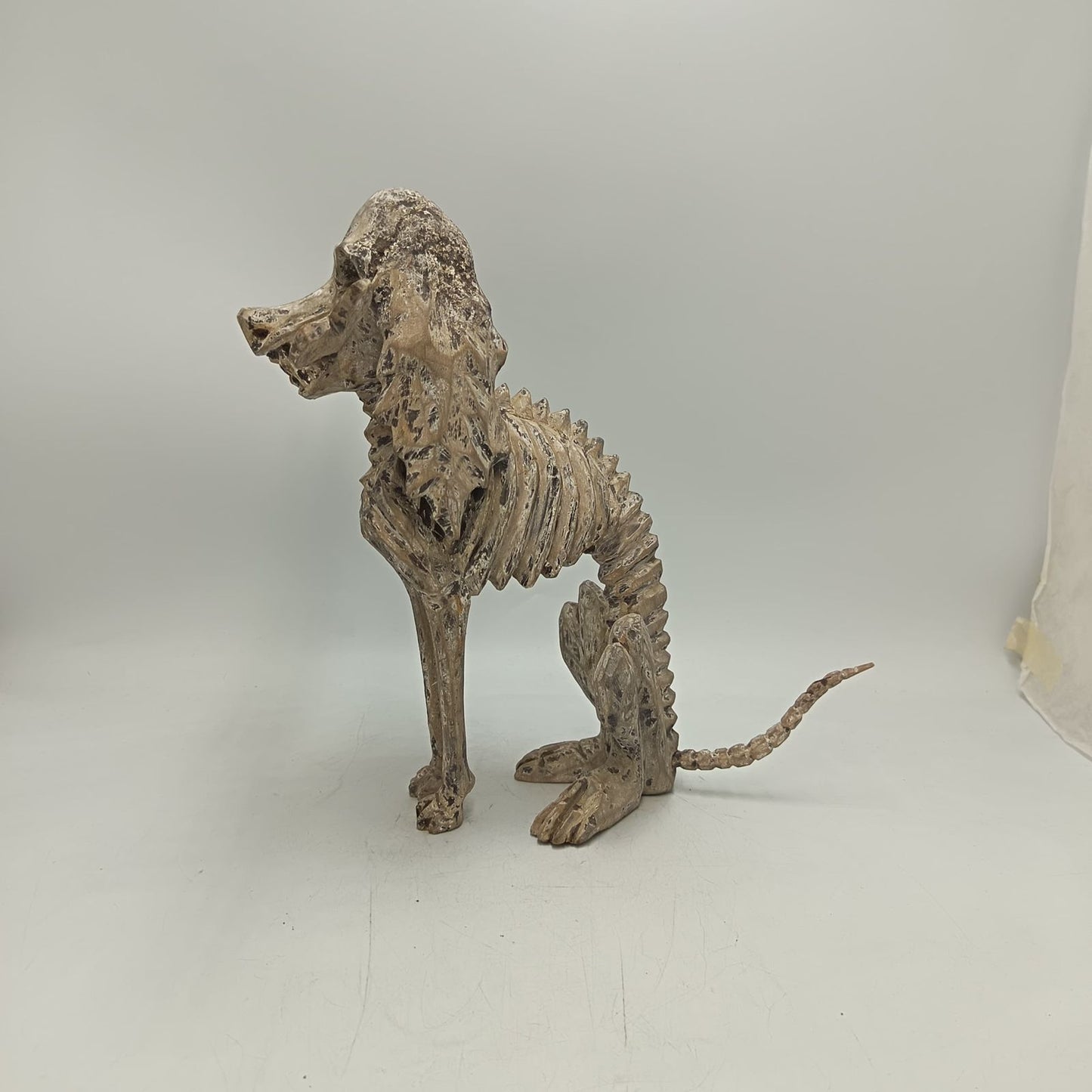 Beutiful Oaxacan Wood Carving Skeleton Dog, By Alejandrino Fuentes PP9117