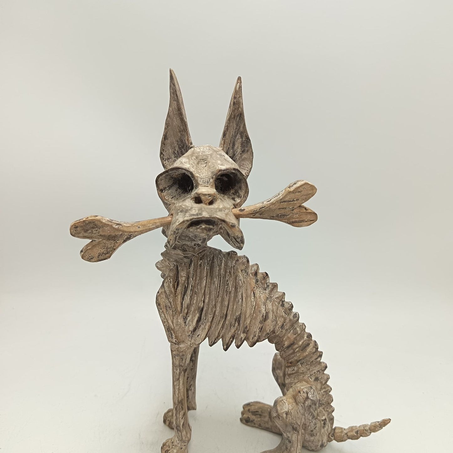 Beutiful Oaxacan Wood Carving Skeleton Dog, By Alejandrino Fuentes PP9119