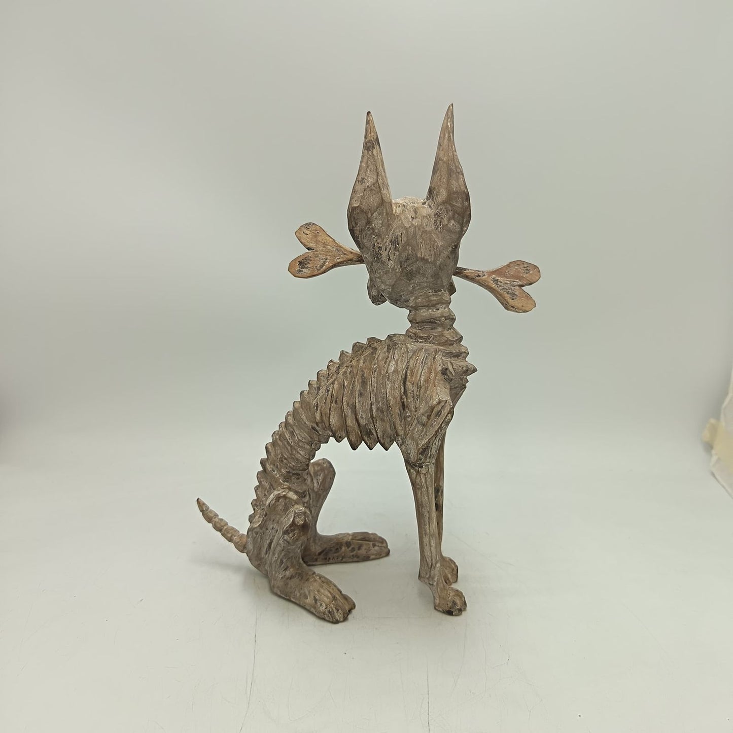 Beutiful Oaxacan Wood Carving Skeleton Dog, By Alejandrino Fuentes PP9119