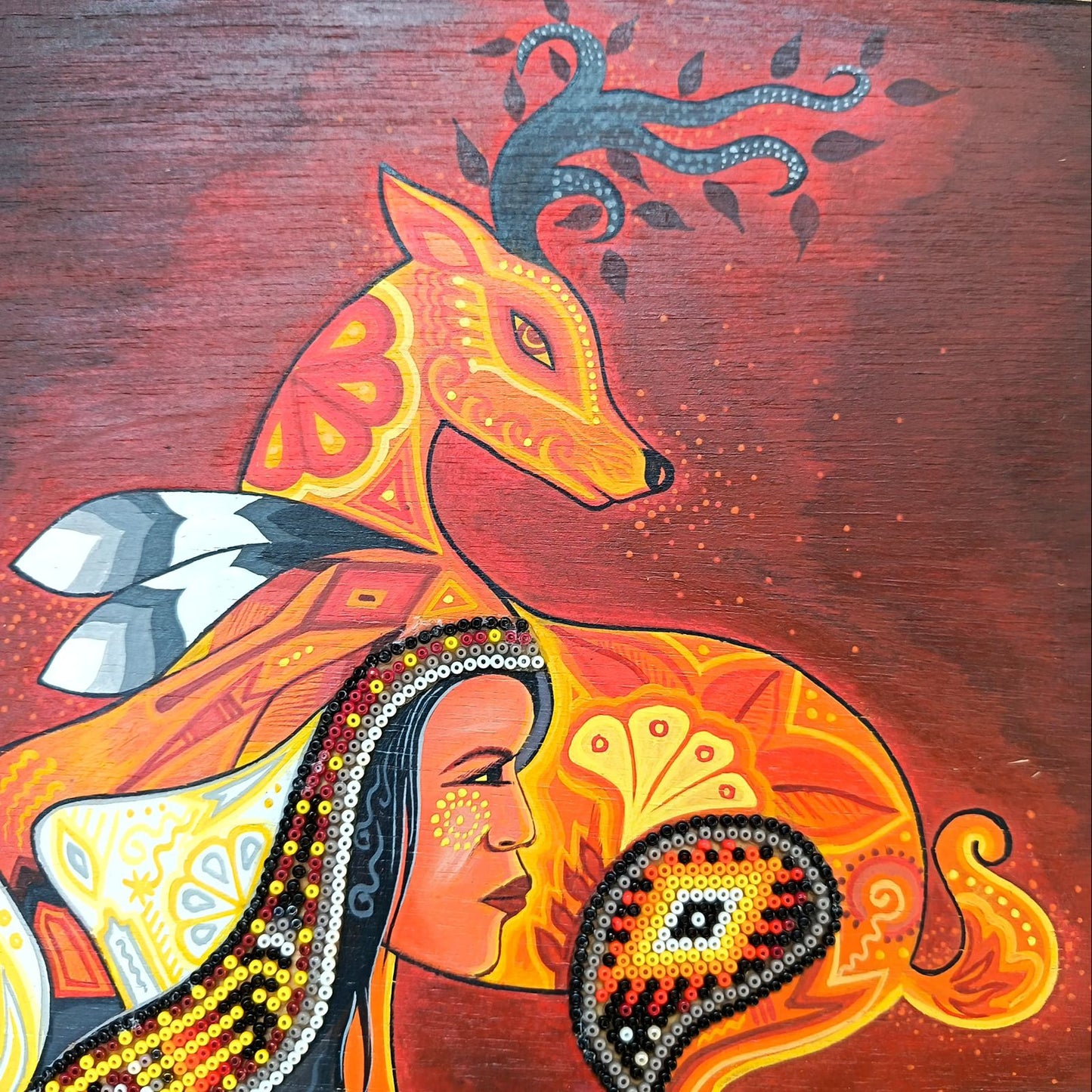 Huichol Mexican Folk Art Yarn Painting by Neikame PP9038