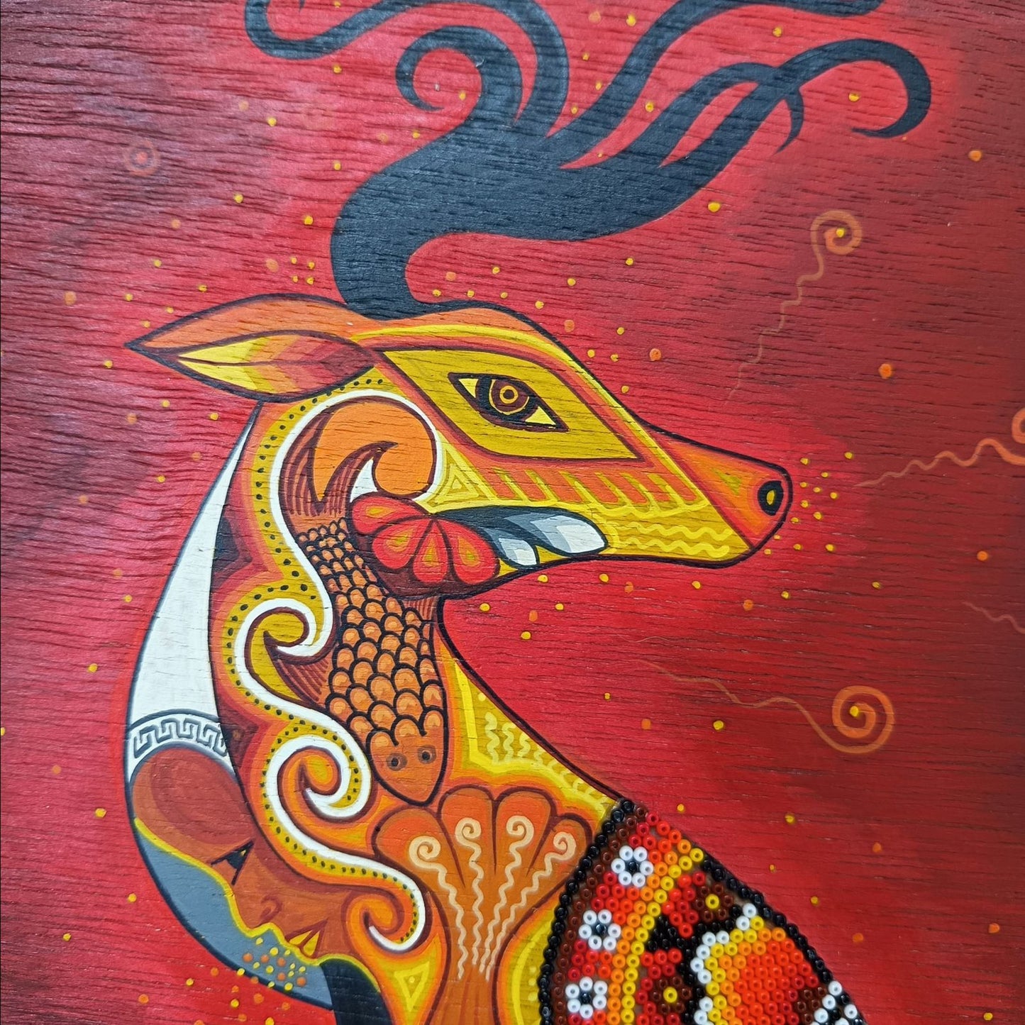 Huichol Mexican Folk Art Yarn Painting by Neikame PP9041