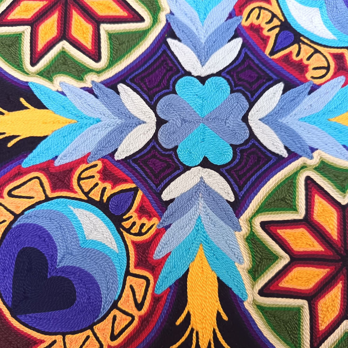 Huichol Yarn Painting Mexican Folk Art By Alfredo Meraz Reyna PP9075
