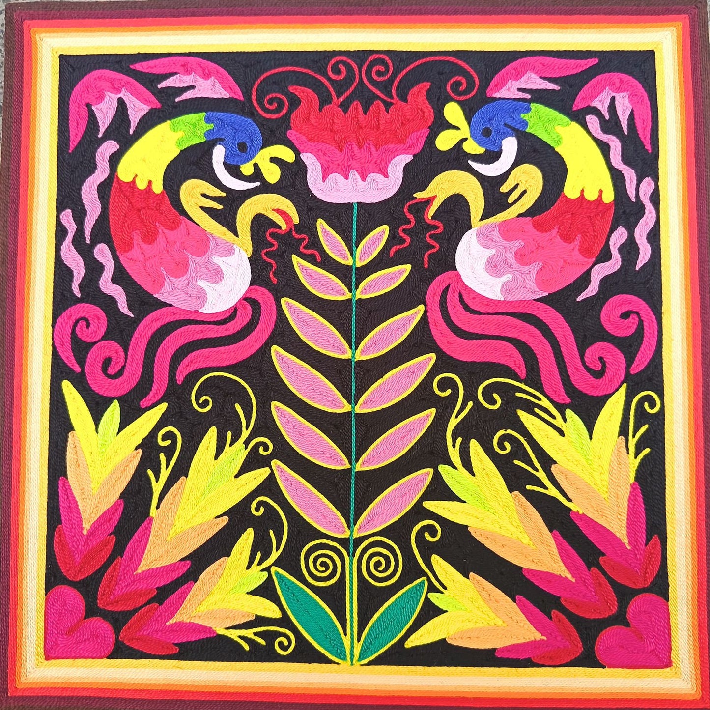 Huichol Yarn Painting Mexican Folk Art By Alfredo Meraz Reyna PP9078