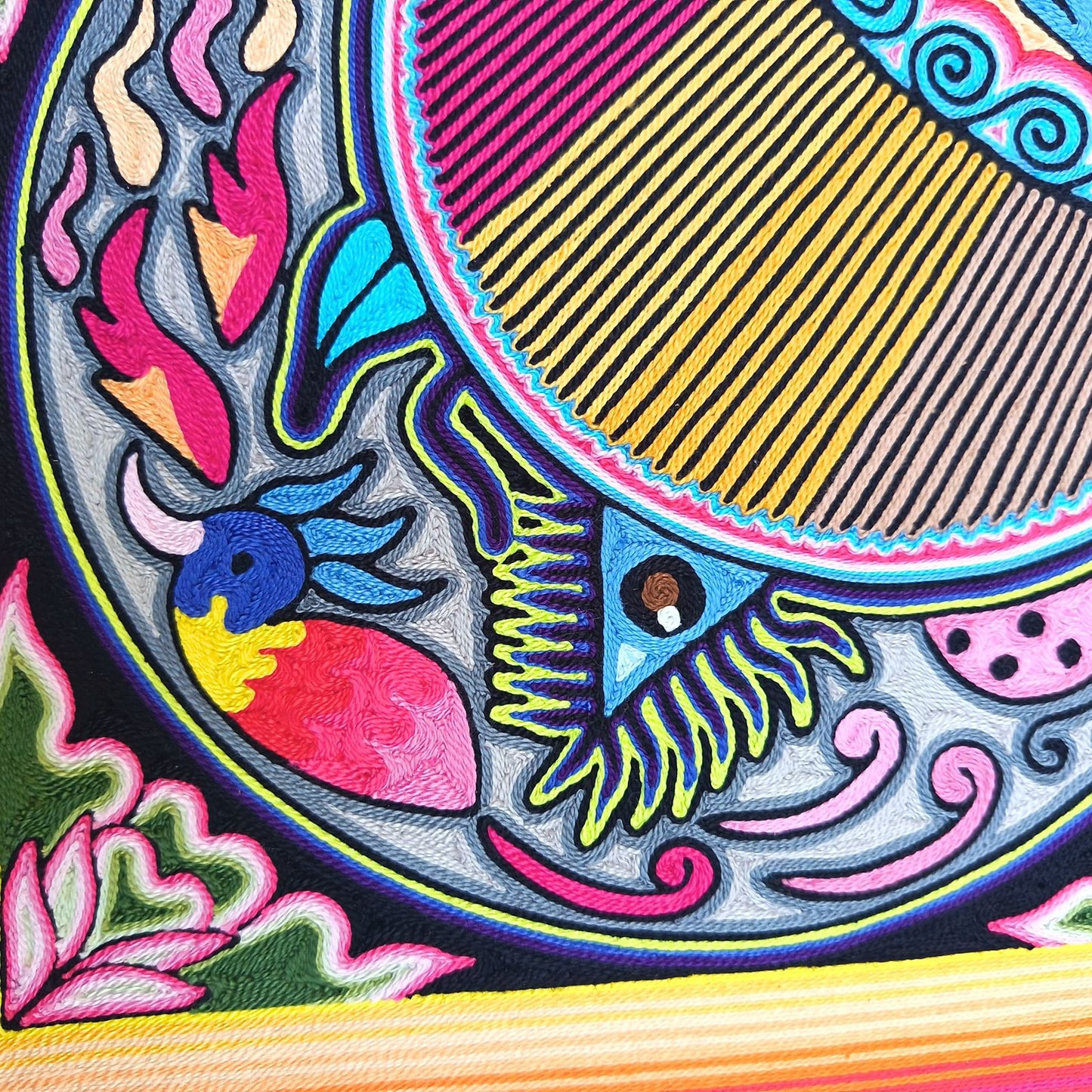 Huichol Yarn Painting Mexican Folk Art By Alfredo Meraz Reyna PP9080 Oaxaca
