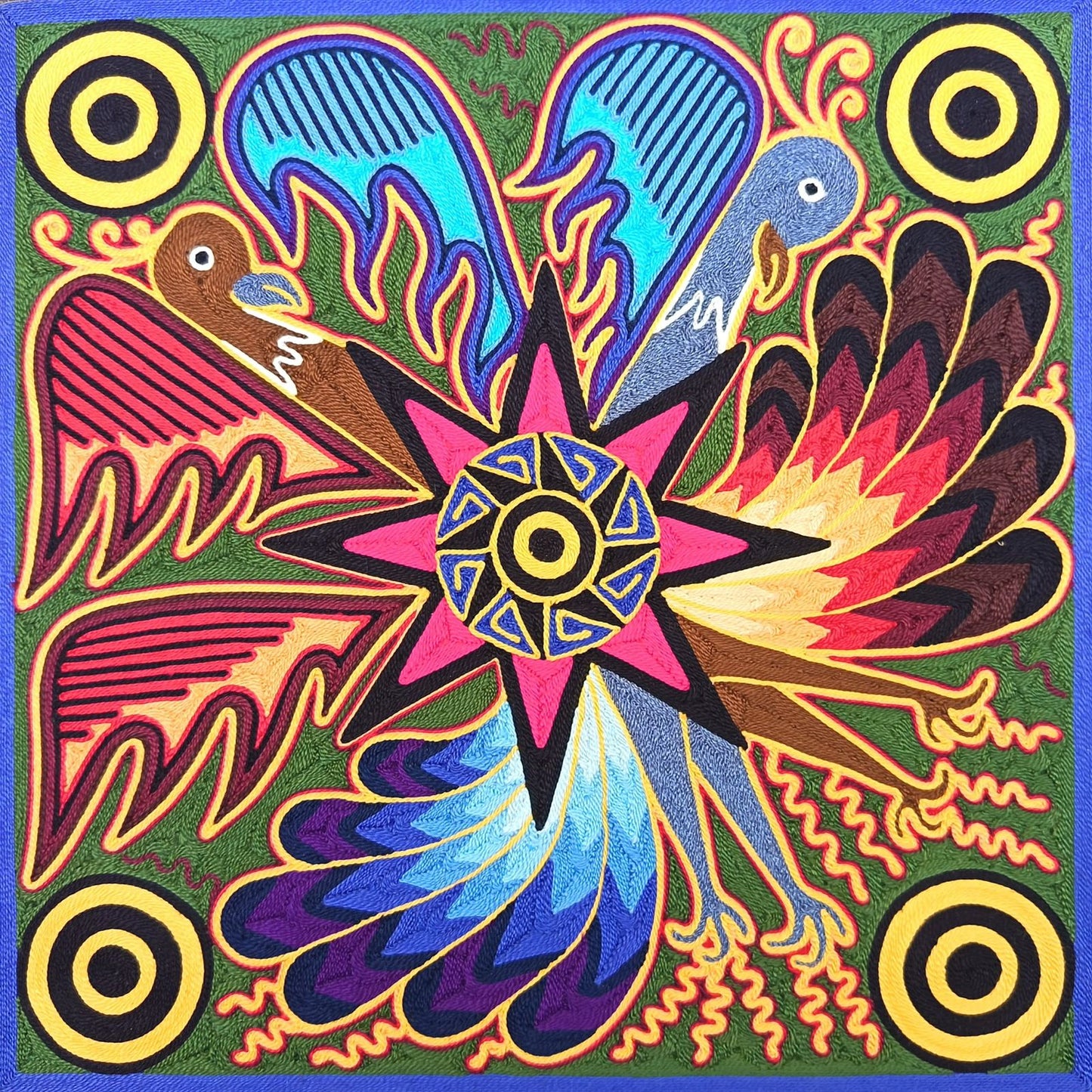Huichol Yarn Painting Mexican Folk Art By Alfredo Meraz Reyna PP9082