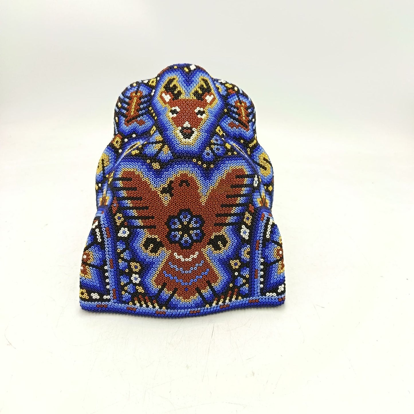 Huichol Mexican Hand Beaded Jaguar Head By Isandro Villa Lopez PP9091