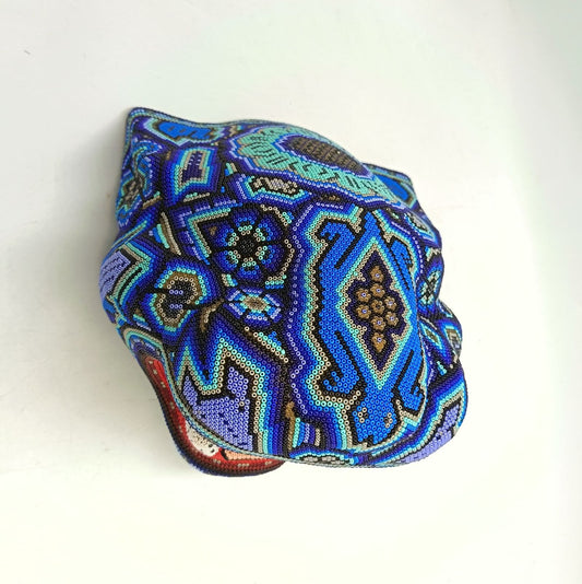 Huichol Mexican Hand Beaded Jaguar Head By Isandro Villa Lopez PP9095