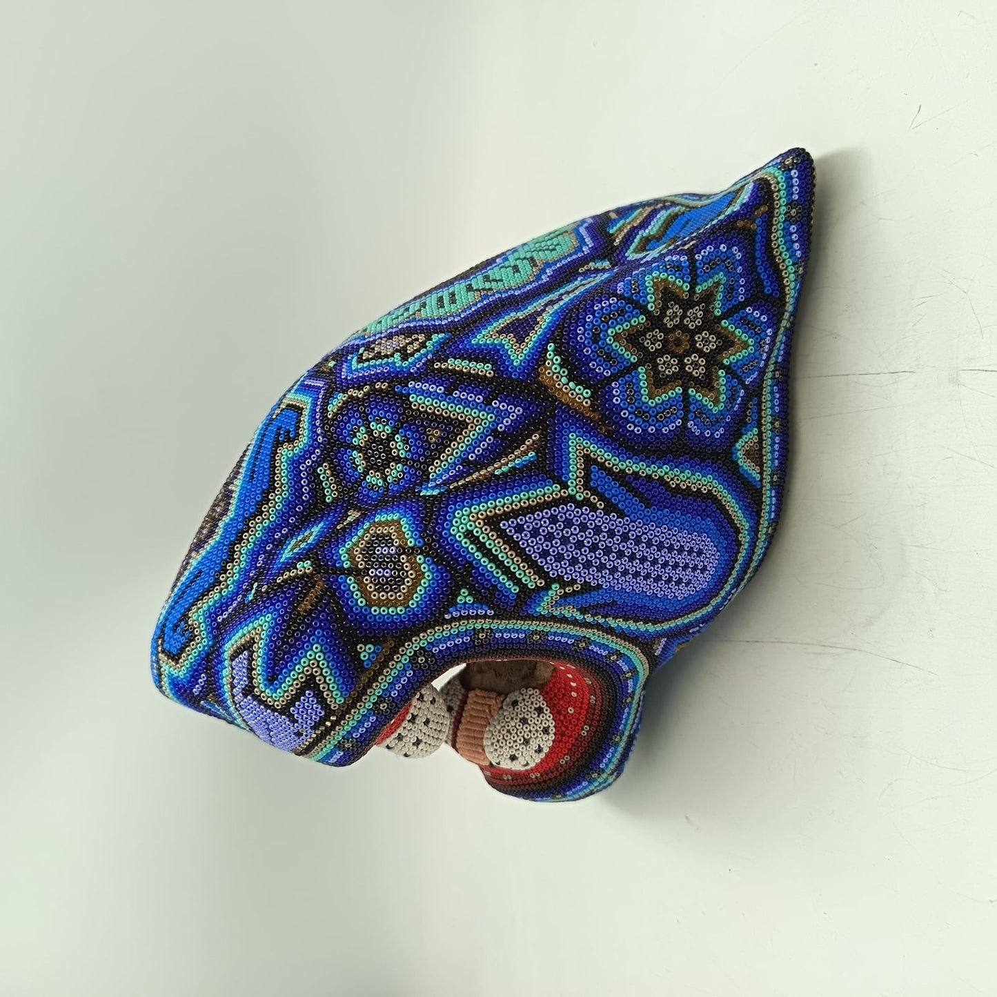 Huichol Mexican Hand Beaded Jaguar Head By Isandro Villa Lopez PP9095