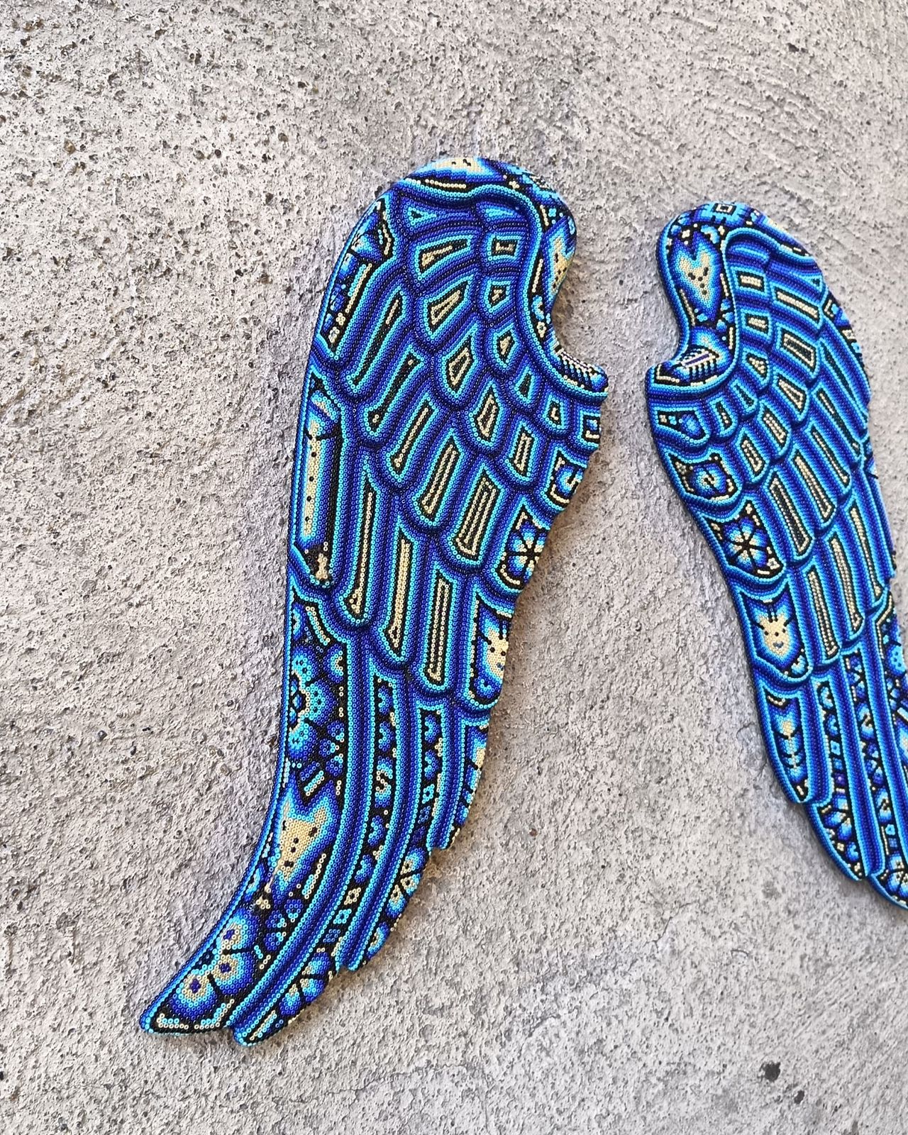 Mexican Huichol Hand Beaded Art, Pair of Wings By Isandro Villa Lopez PP9107