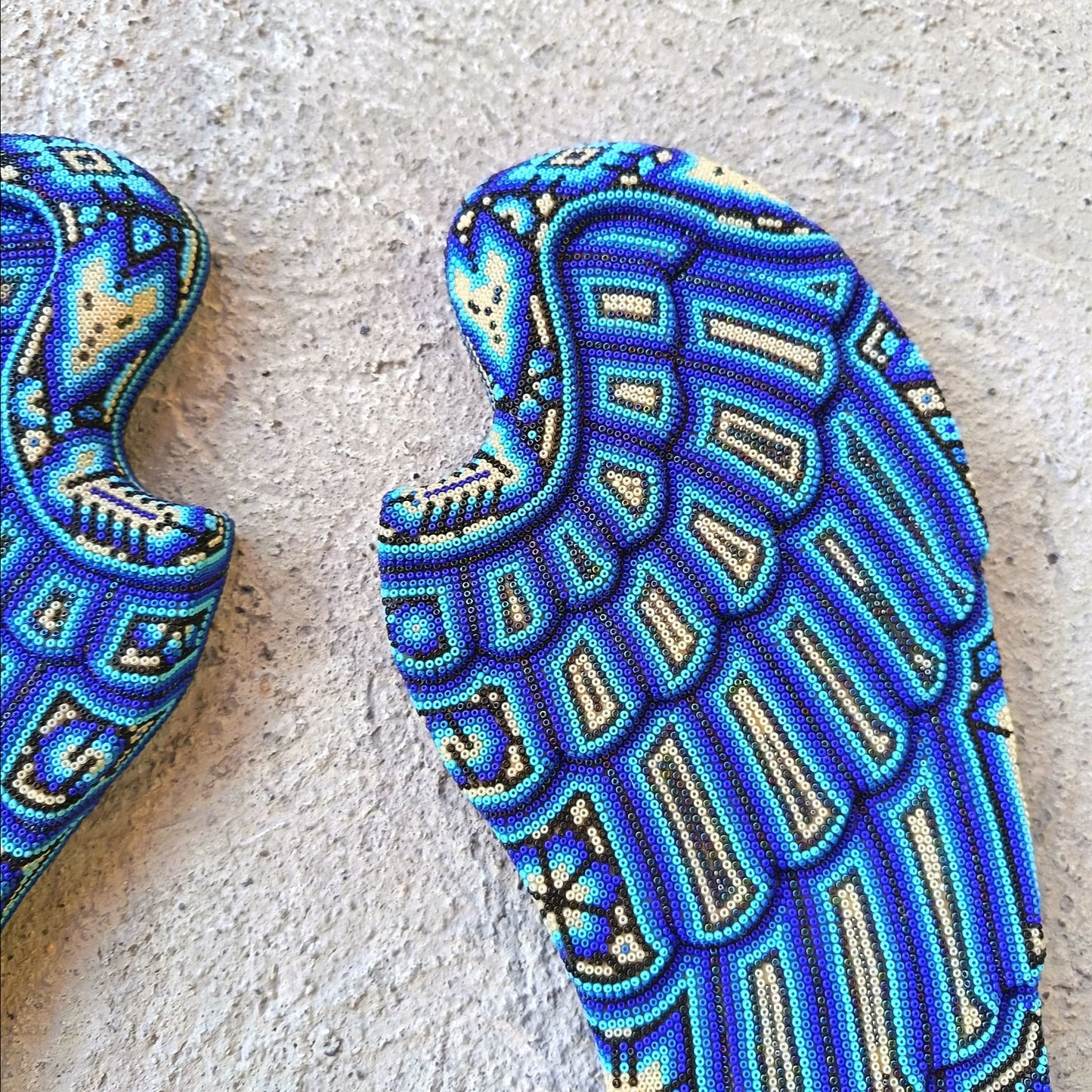 Mexican Huichol Hand Beaded Art, Pair of Wings By Isandro Villa Lopez PP9107