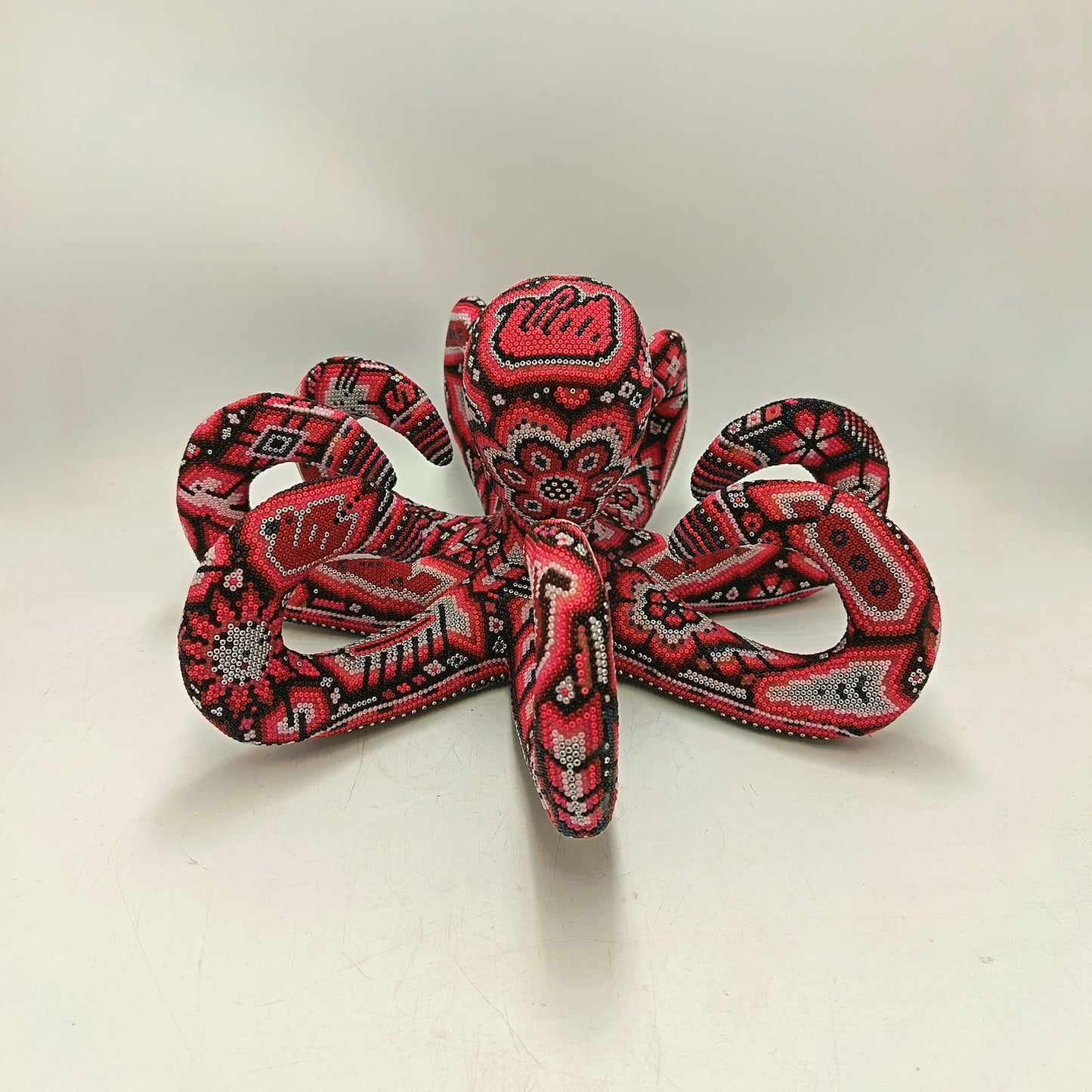 Mexican Huichol Hand Beaded Art, Octopus By Isandro Villa Lopez PP9103