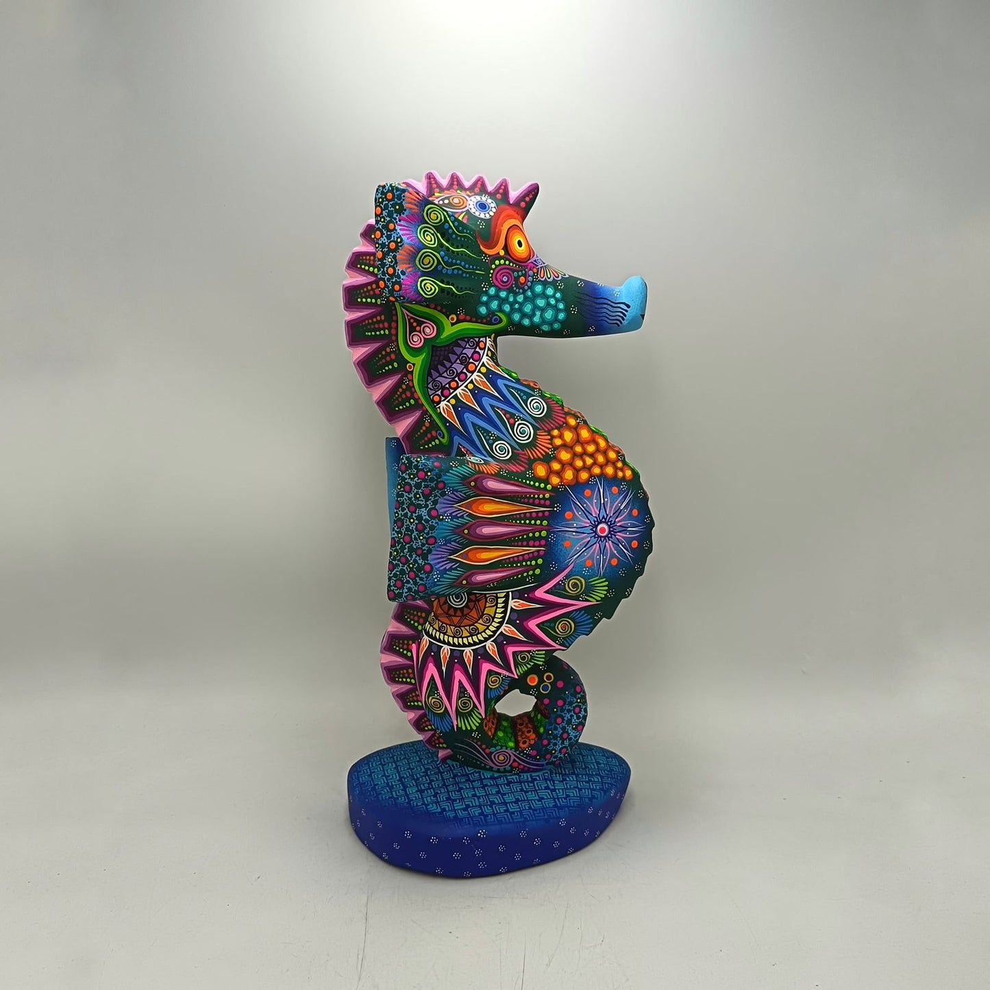 Oaxacan Wood Carving Hand Made Sea Horse By Cesar Melchor Ojeda PP9120