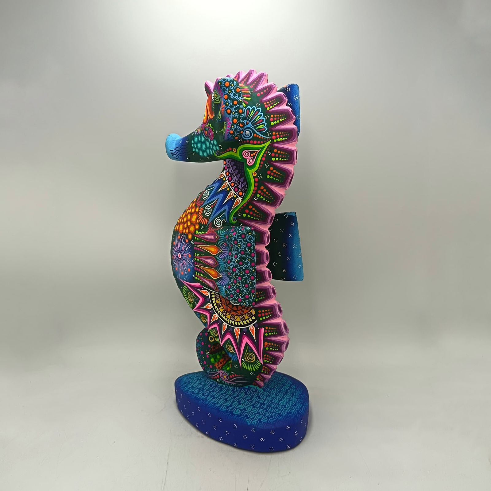 Oaxacan Wood Carving Hand Made Sea Horse By Cesar Melchor Ojeda