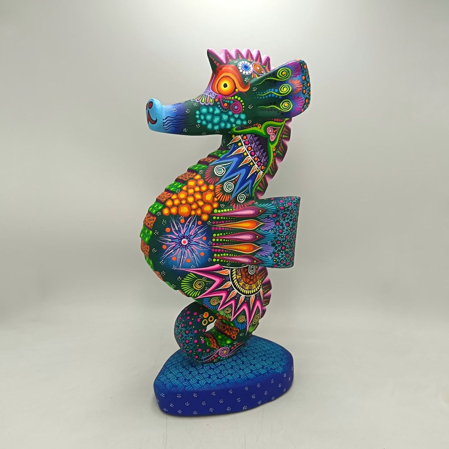 Oaxacan Wood Carving Hand Made Sea Horse By Cesar Melchor Ojeda PP9120