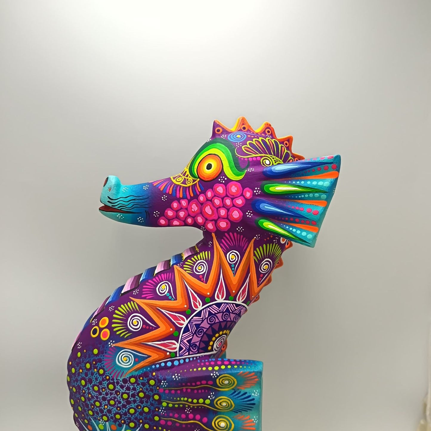 Oaxacan Wood Carving Hand Made Sea Horse By Cesar Melchor Ojeda PP9121