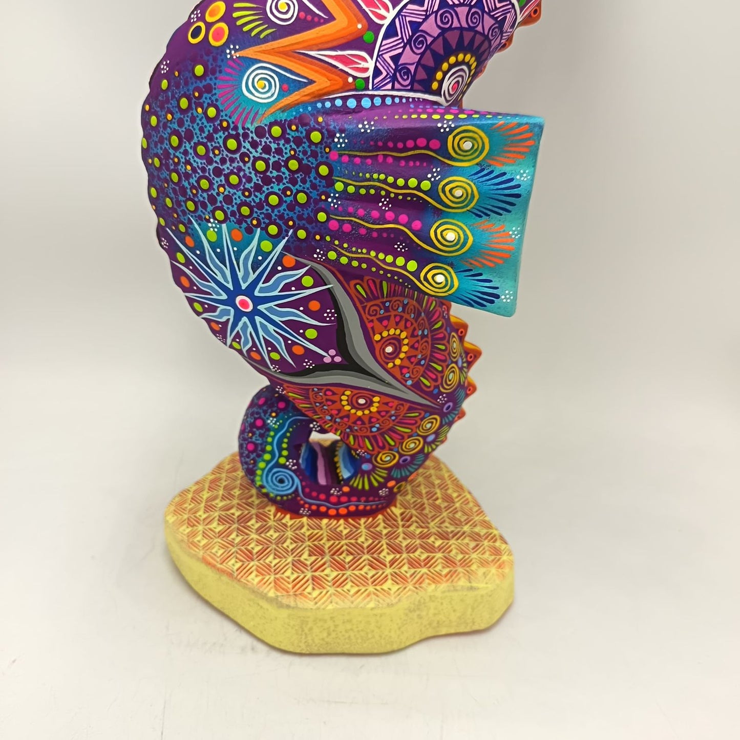 Oaxacan Wood Carving Hand Made Sea Horse By Cesar Melchor Ojeda PP9121