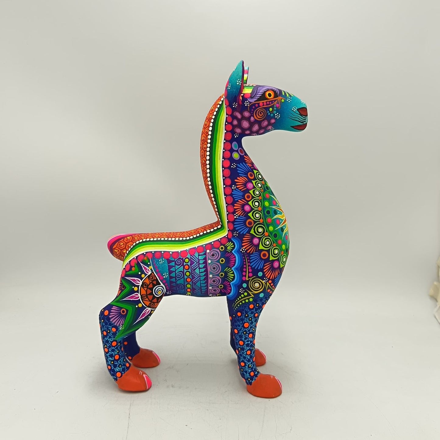 Oaxacan Wood Carving Hand Made Llama By Cesar Melchor Ojeda PP9124