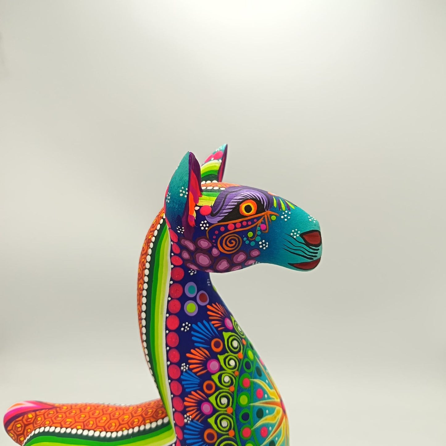 Oaxacan Wood Carving Hand Made Llama By Cesar Melchor Ojeda PP9124