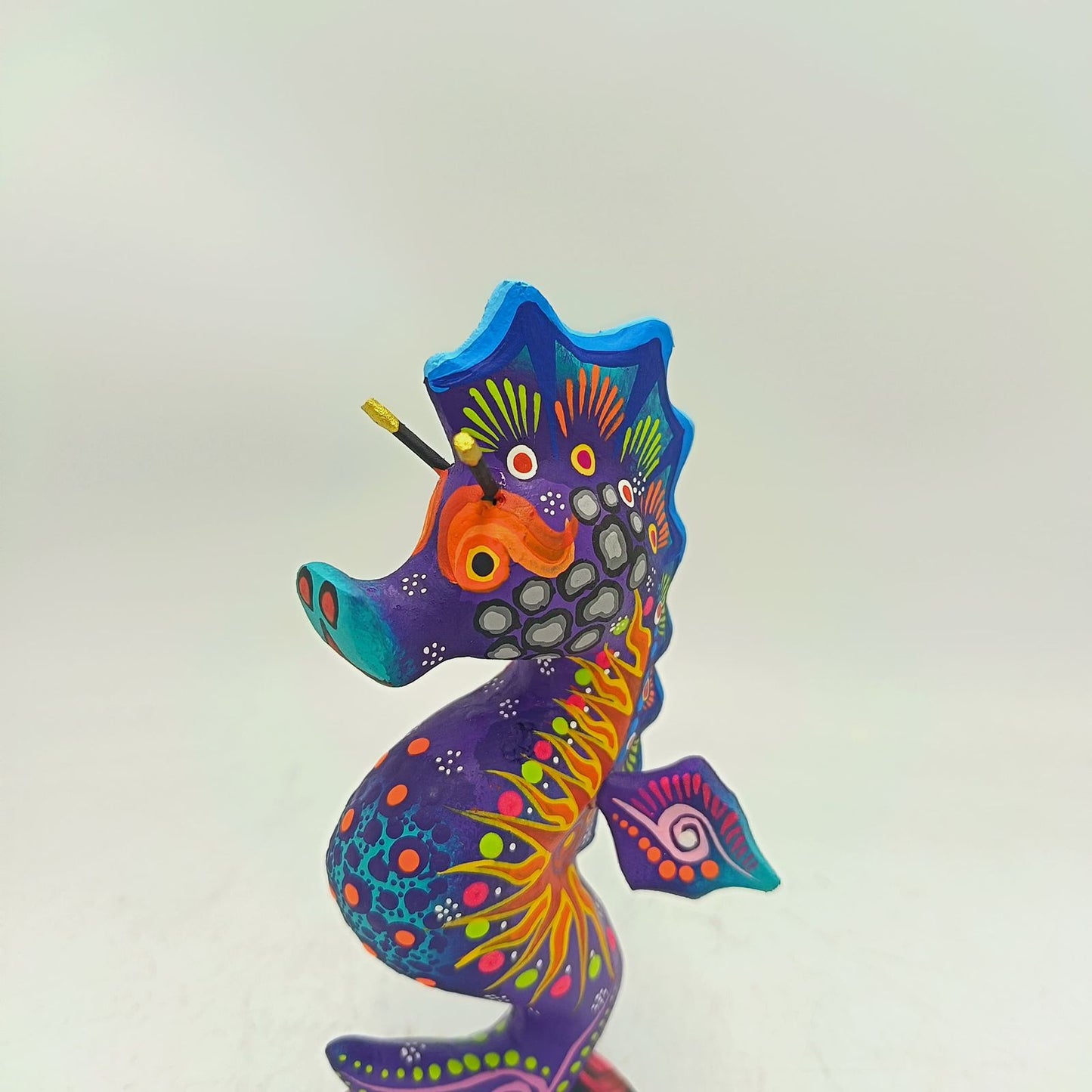 Oaxacan Wood Carving Hand Made Sea Horse By Estudio 2403 PP9129