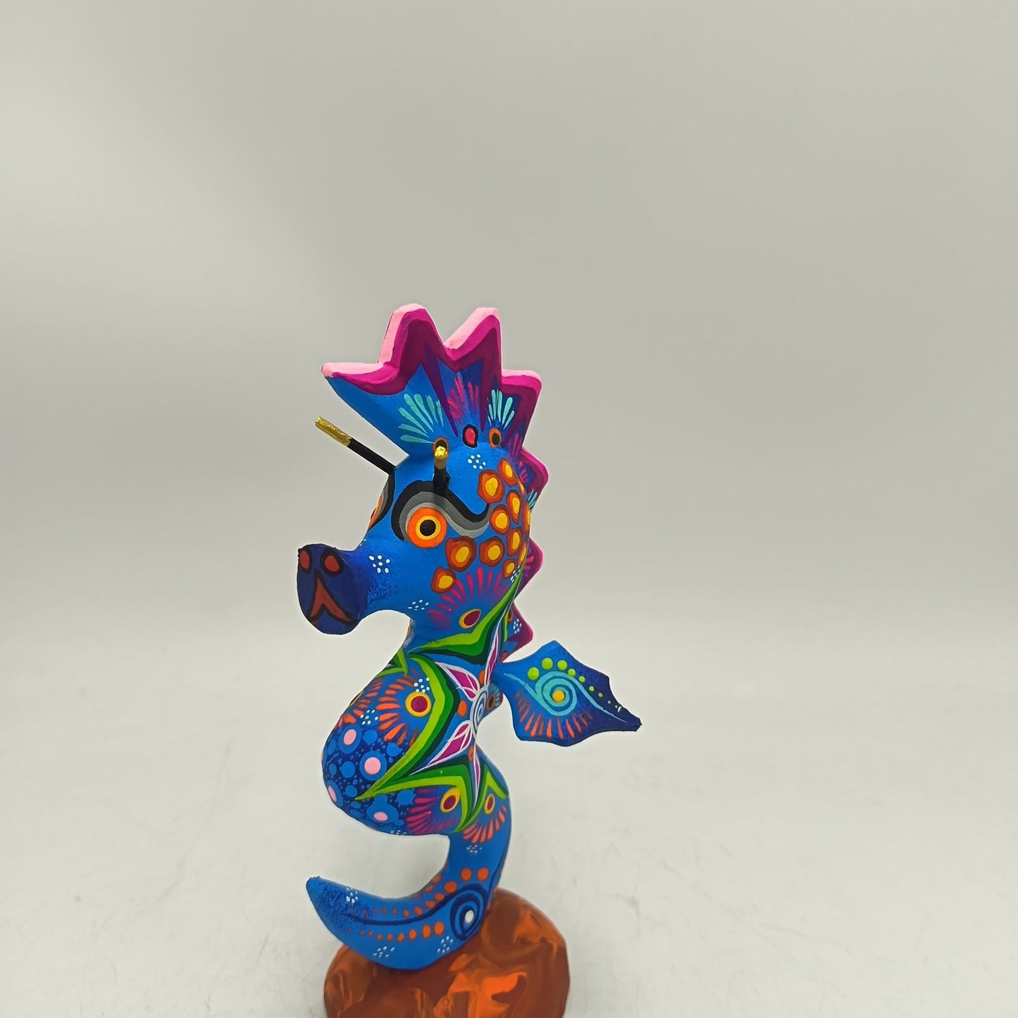 Oaxacan Wood Carving Hand Made Sea Horse By Estudio 2403 PP9132