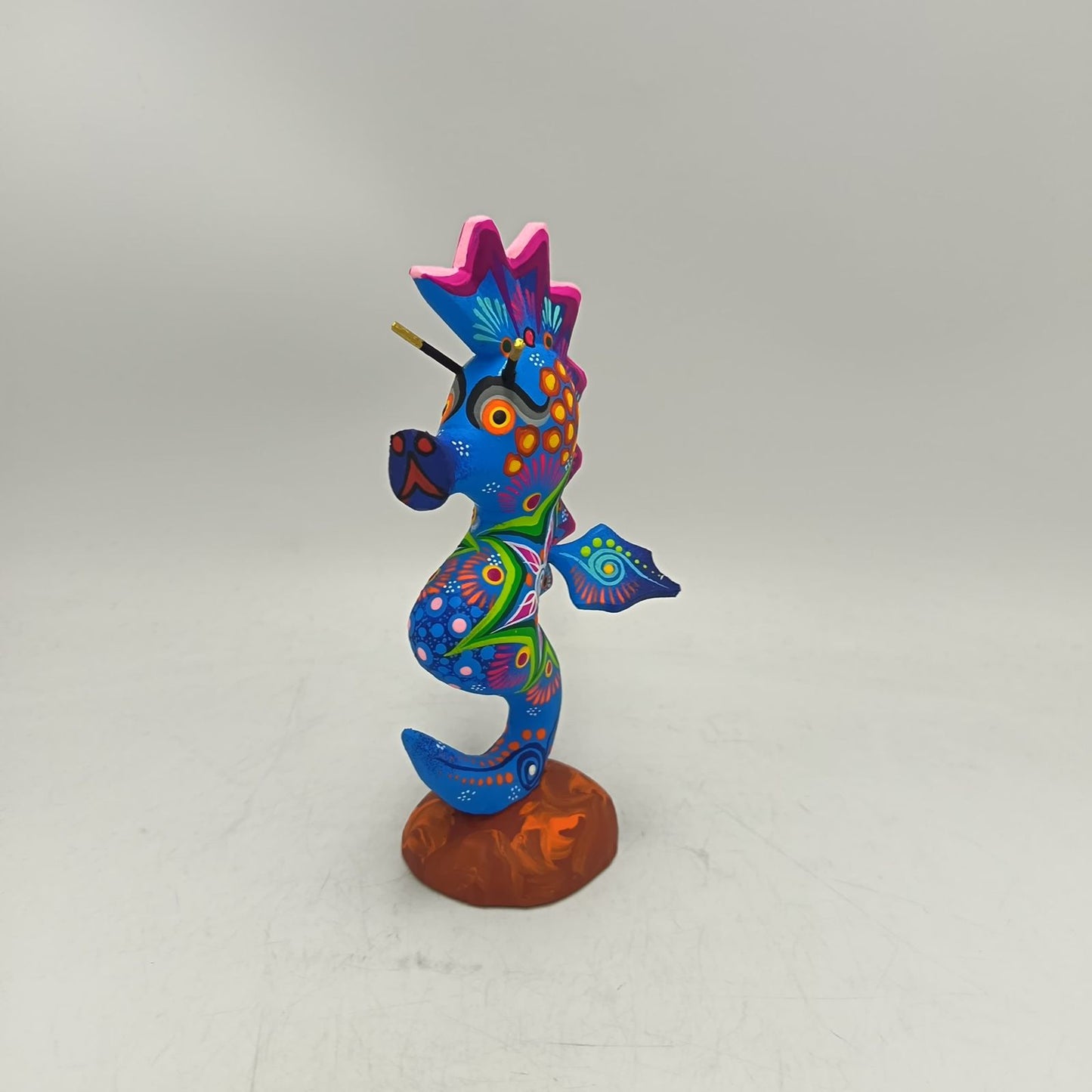 Oaxacan Wood Carving Hand Made Sea Horse By Estudio 2403 PP9132