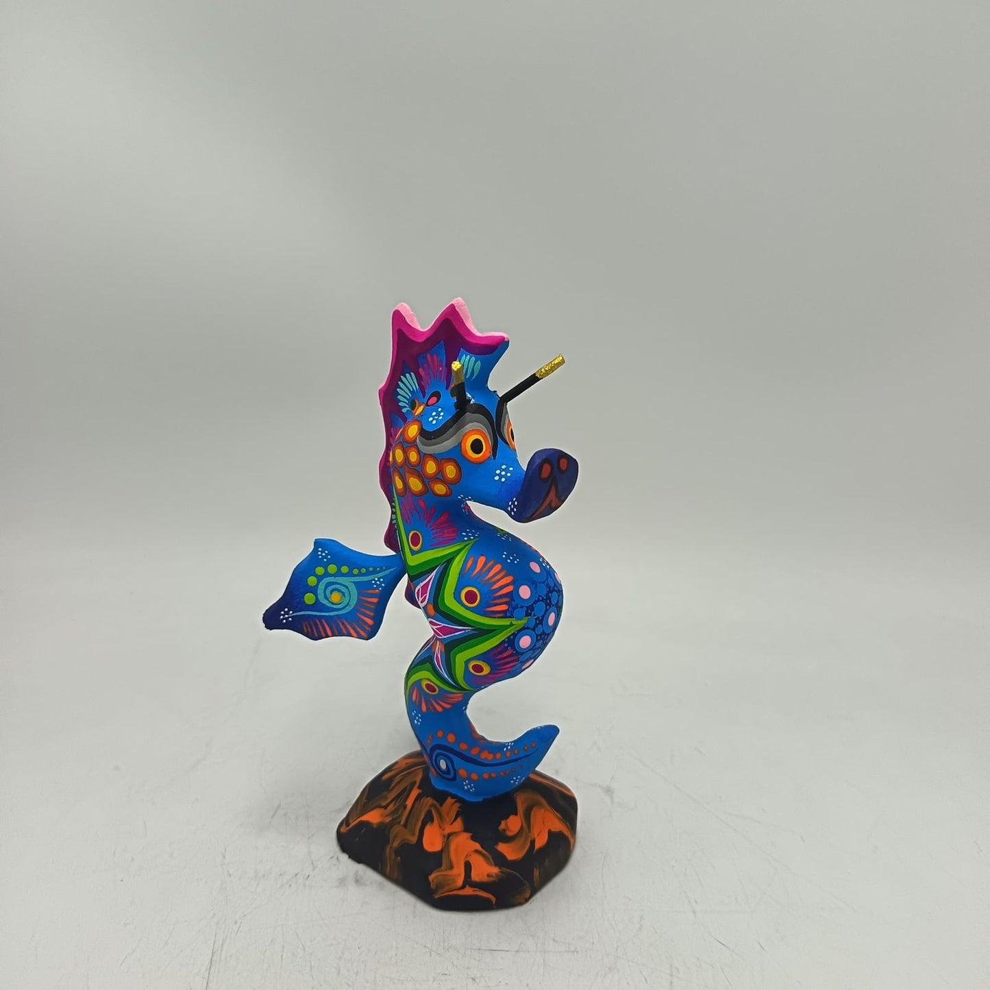 Oaxacan Wood Carving Hand Made Sea Horse By Estudio 2403 PP9133