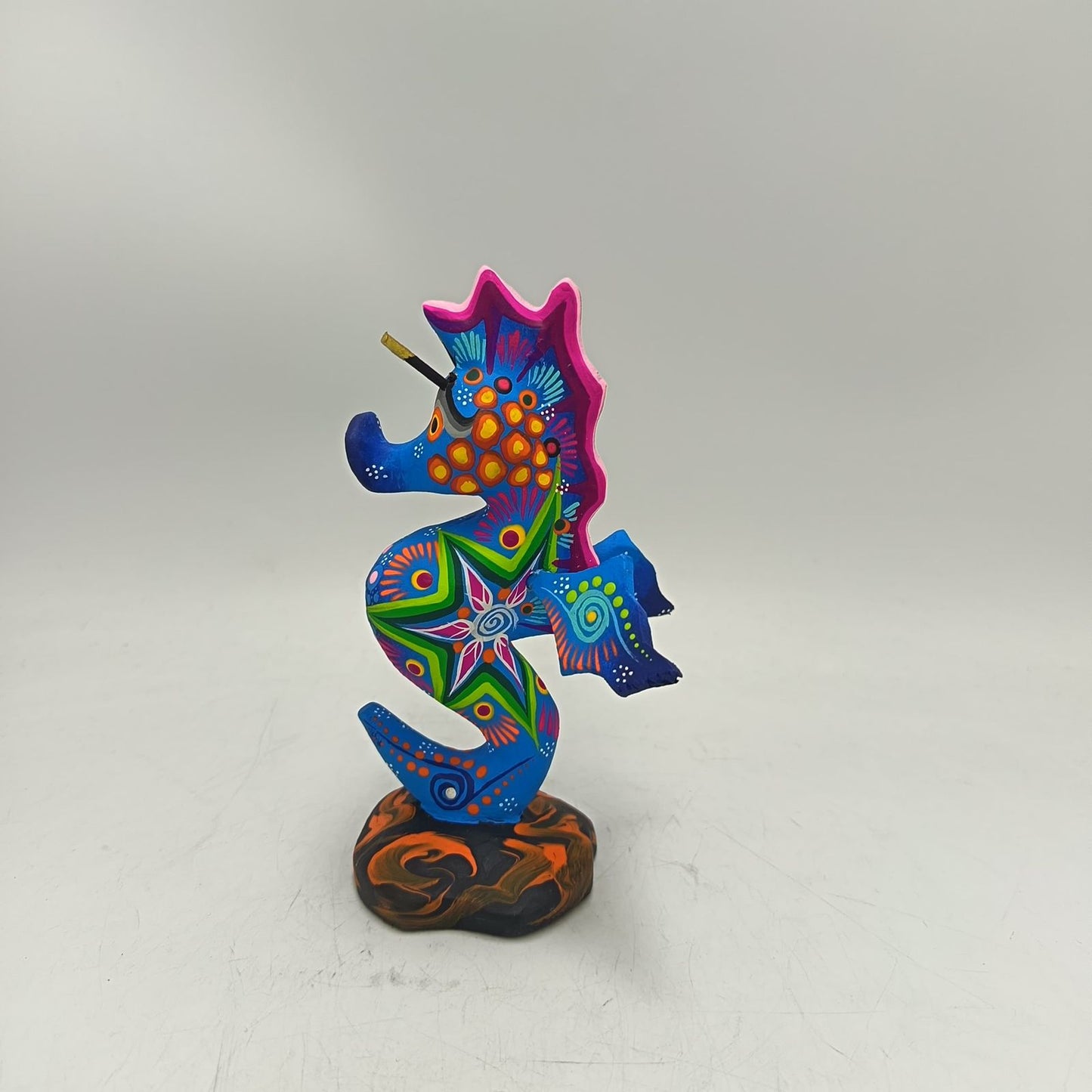 Oaxacan Wood Carving Hand Made Sea Horse By Estudio 2403 PP9133