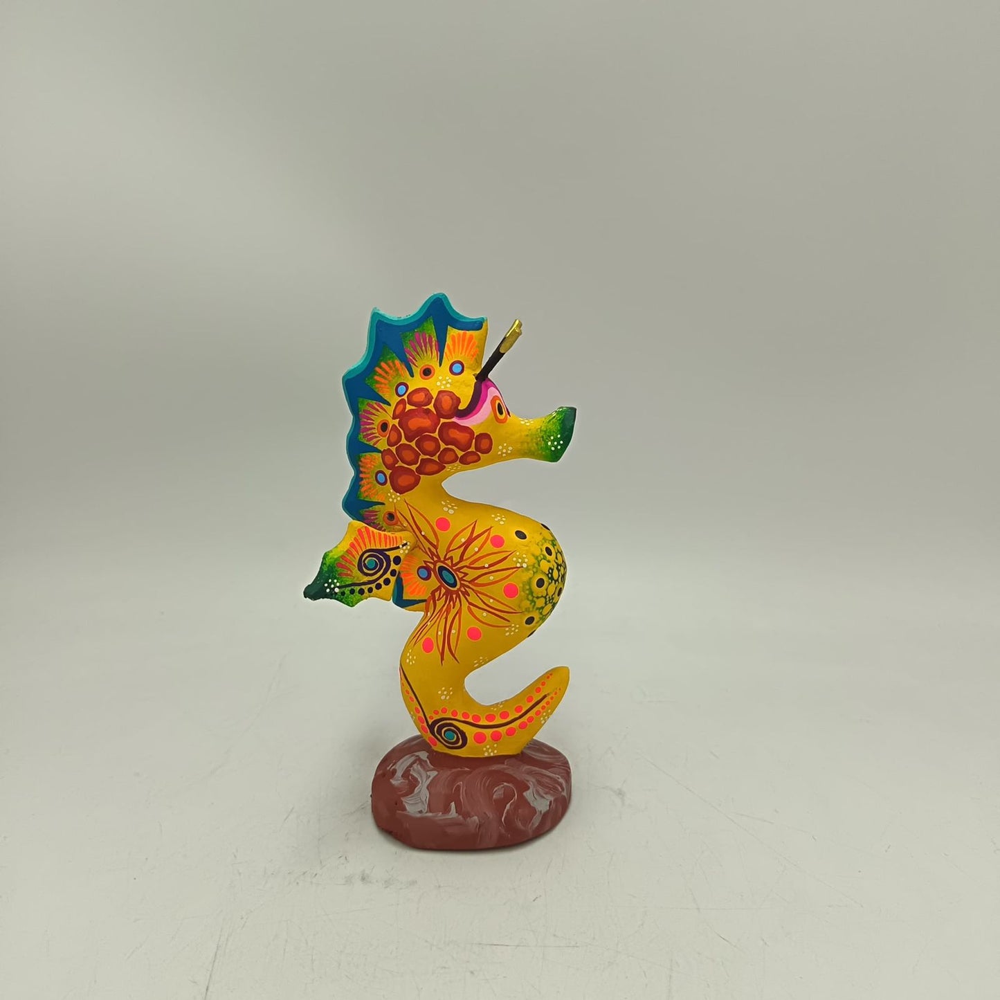 Oaxacan Wood Carving Hand Made Sea Horse By Estudio 2403 PP9134