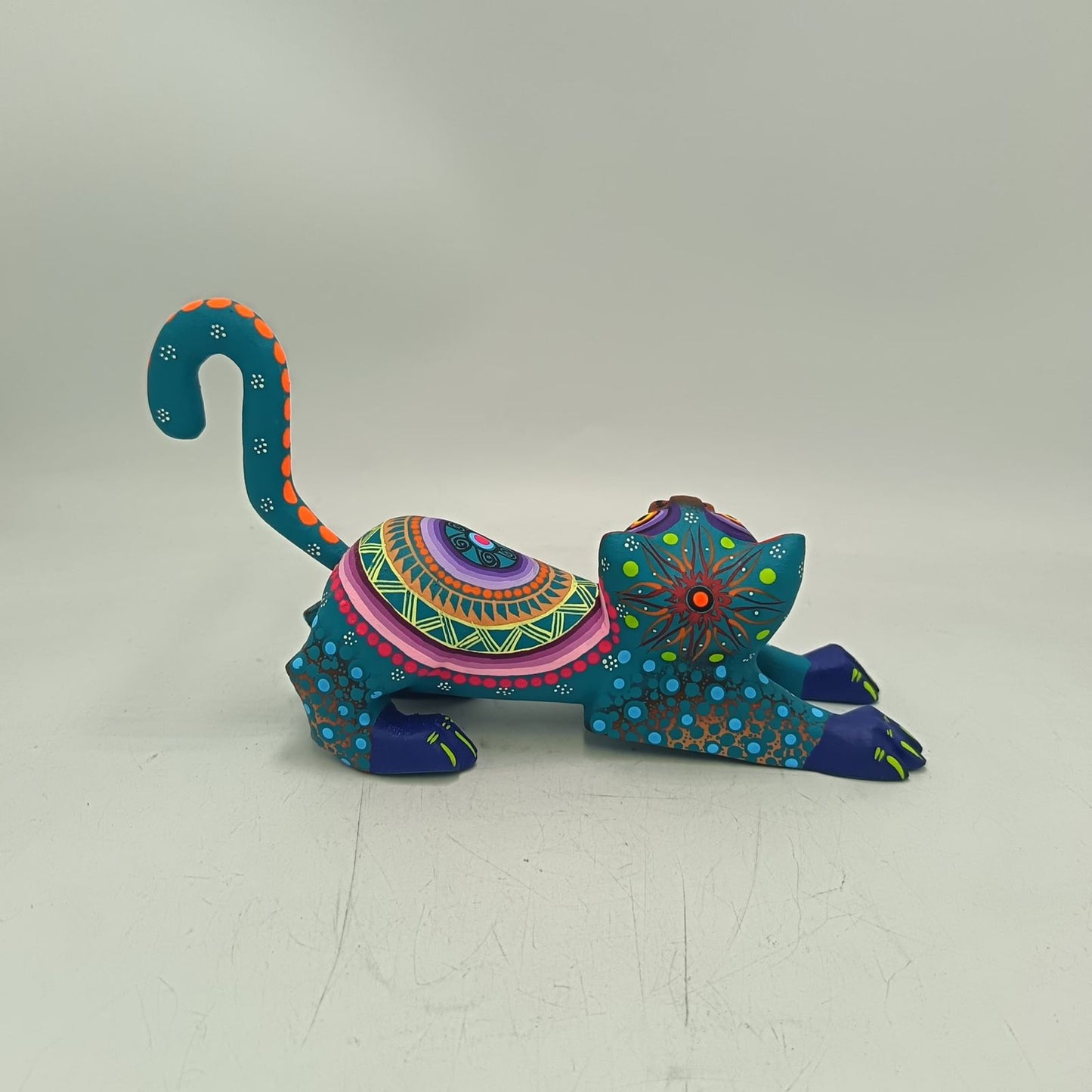 Oaxacan Wood Carving Hand Made Cat By Estudio 2403 PP9137