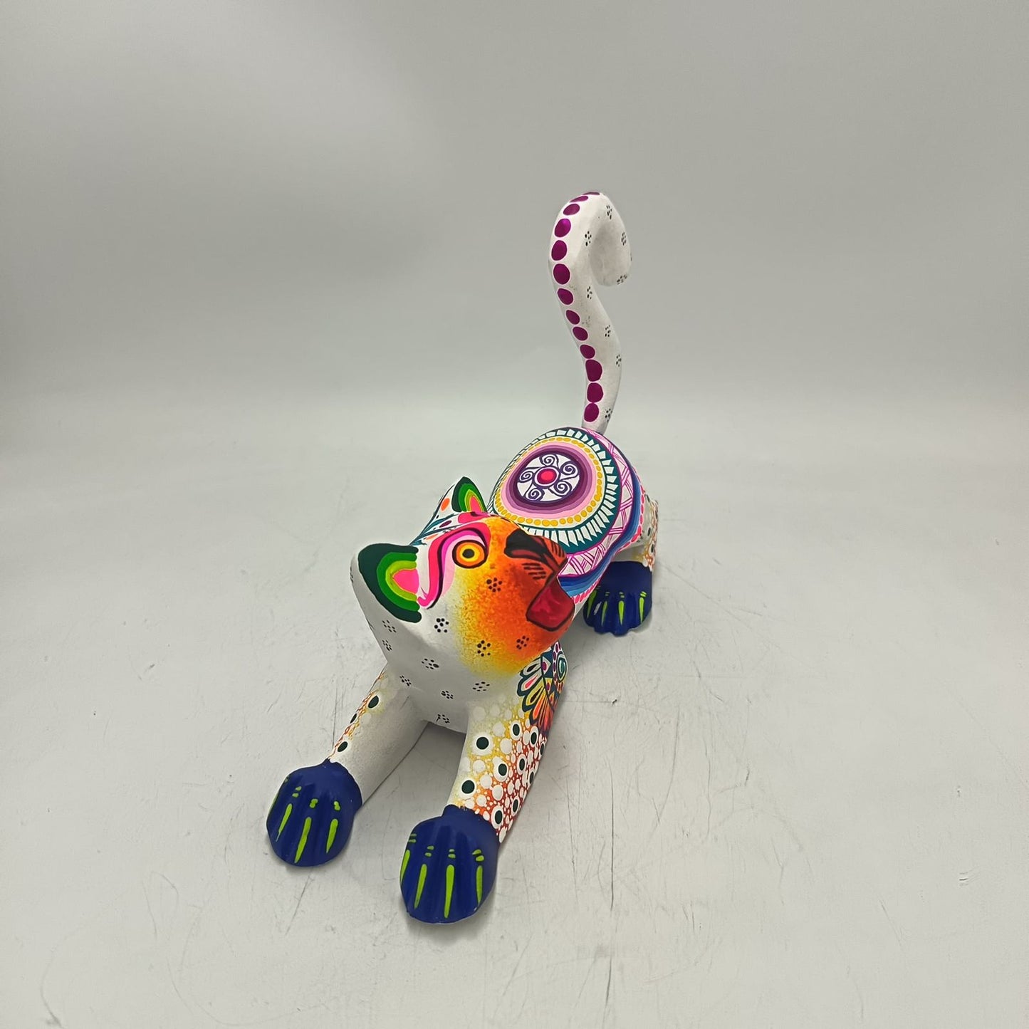 Oaxacan Wood Carving Hand Made Cat By Estudio 2403 PP9140