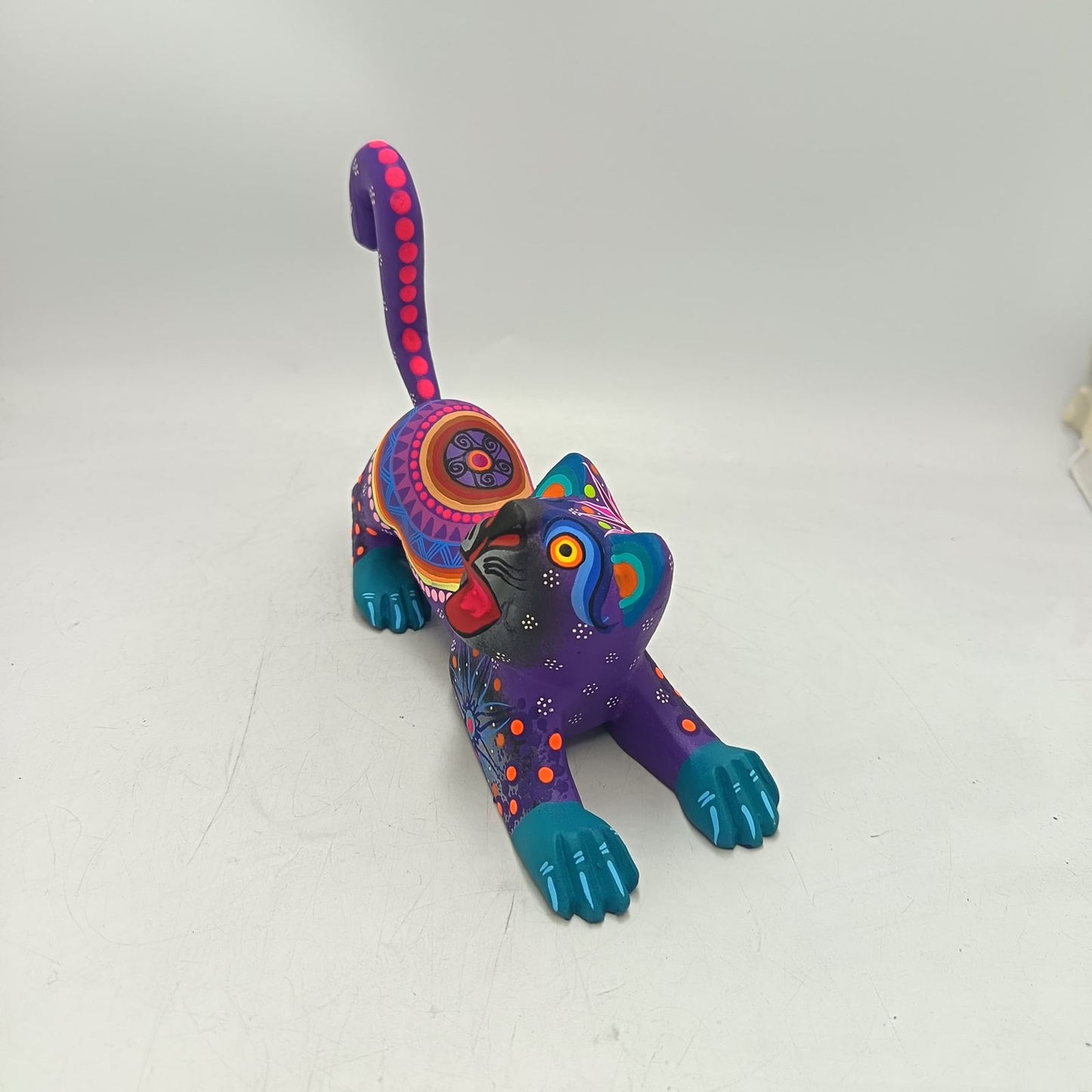 Oaxacan Wood Carving Hand Made Cat By Estudio 2403 PP9141