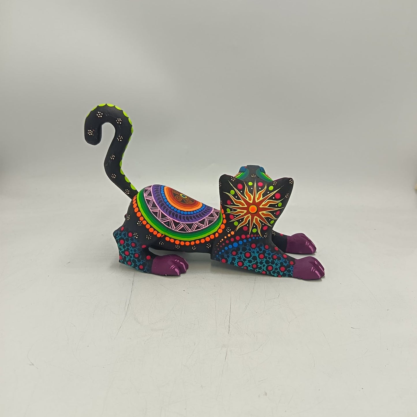 Oaxacan Wood Carving Hand Made Cat By Estudio 2403 PP9143