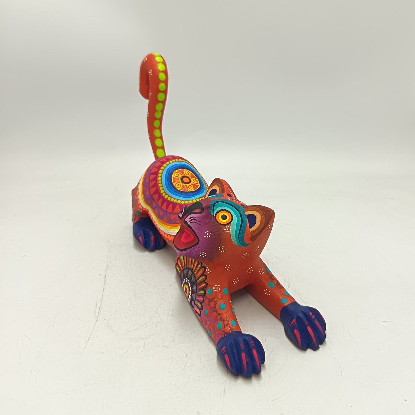 Oaxacan Wood Carving Hand Made Cat By Estudio 2403 PP9144