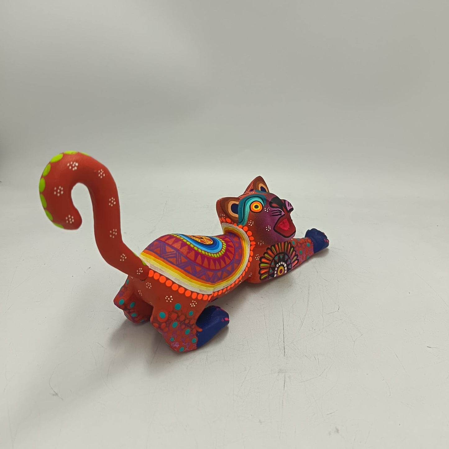 Oaxacan Wood Carving Hand Made Cat By Estudio 2403 PP9144