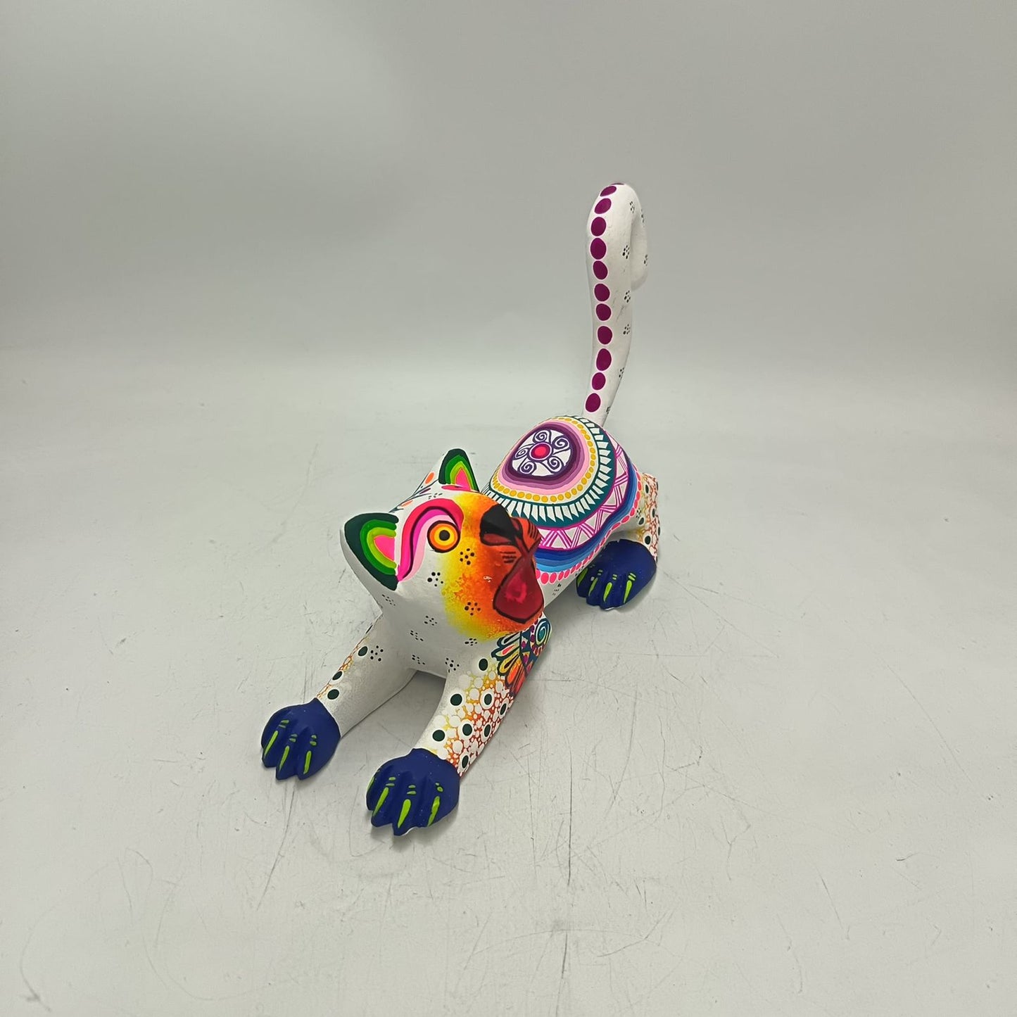 Oaxacan Wood Carving Hand Made Cat By Estudio 2403 PP9145