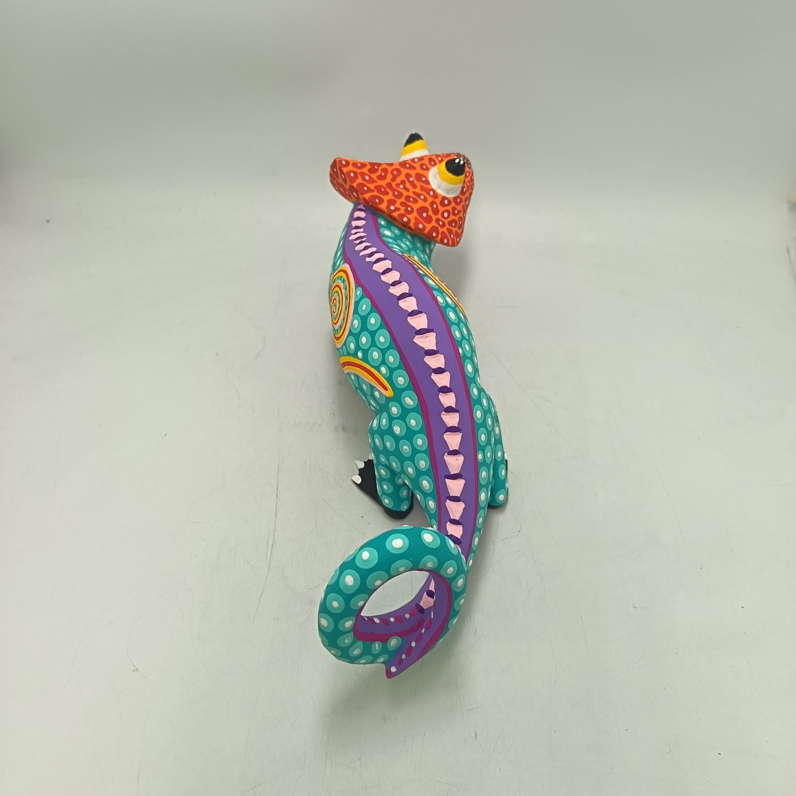 Oaxacan Wood Carving Hand Made, Chameleon By Armando Jimenez