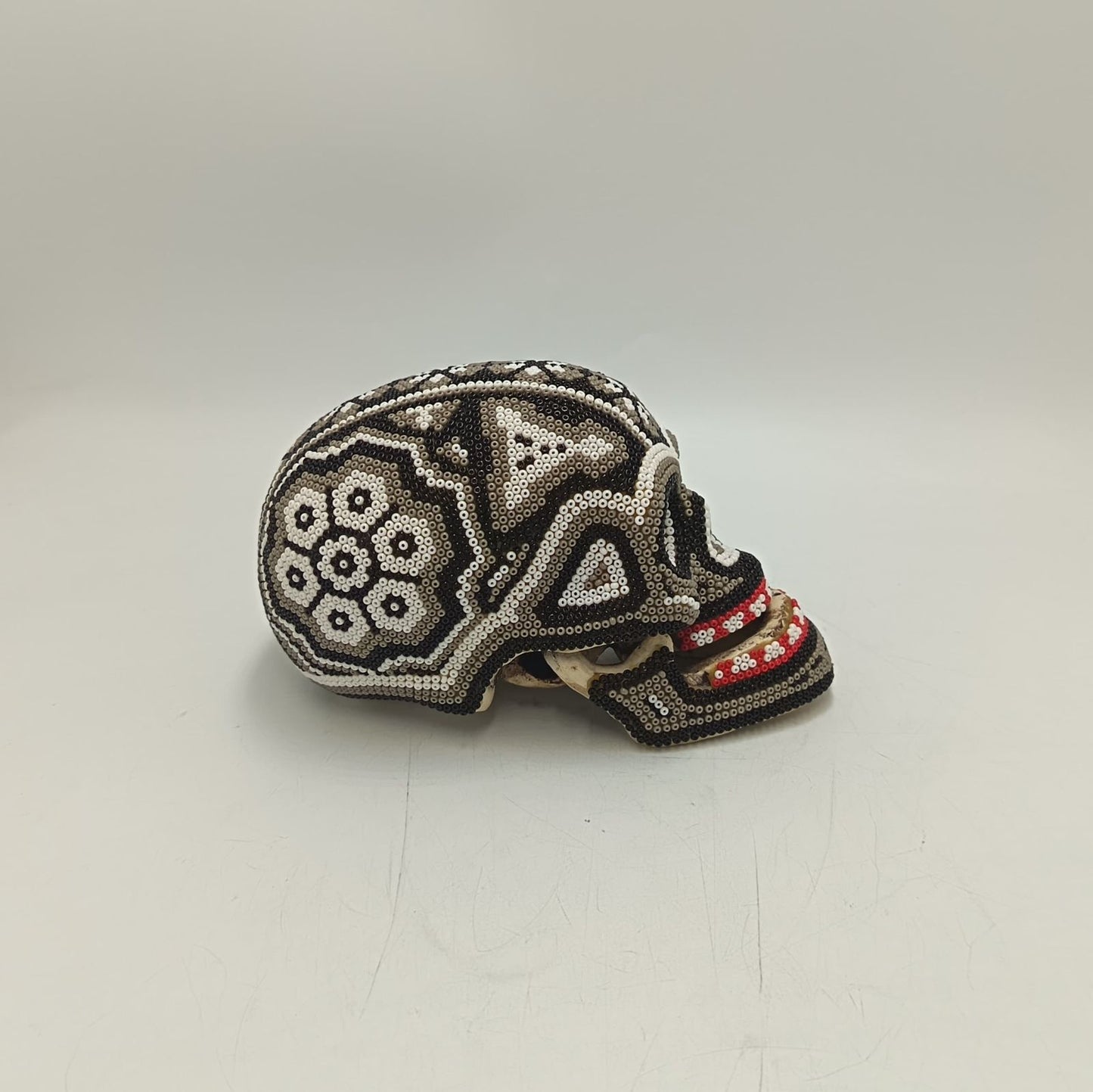 Huichol Hand Beaded Human Skull By Mayola Villa Lopez PP9162 Oaxaca