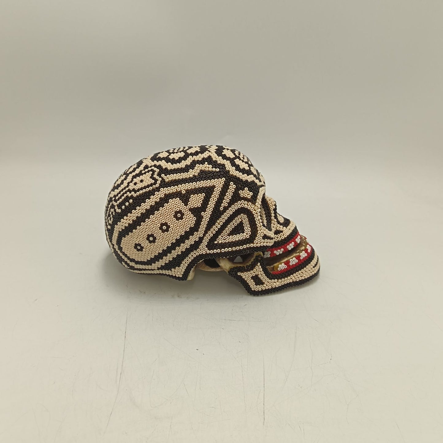 Huichol Hand Beaded Human Skull By Mayola Villa Lopez PP9164
