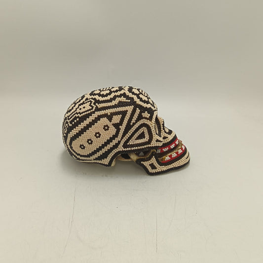 Huichol Hand Beaded Human Skull By Mayola Villa Lopez PP9164
