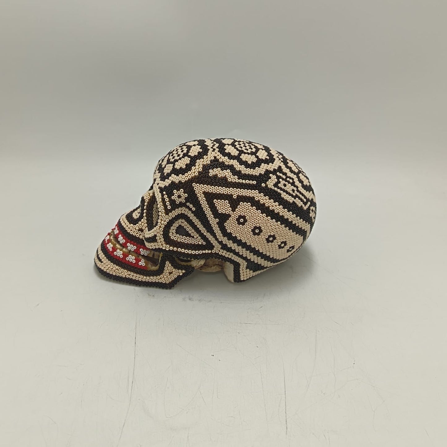 Huichol Hand Beaded Human Skull By Mayola Villa Lopez PP9164