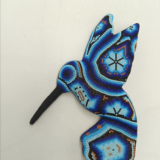 Mexican Huichol Hand Beaded Hummingbird By Mayola Villa Lopez PP9166